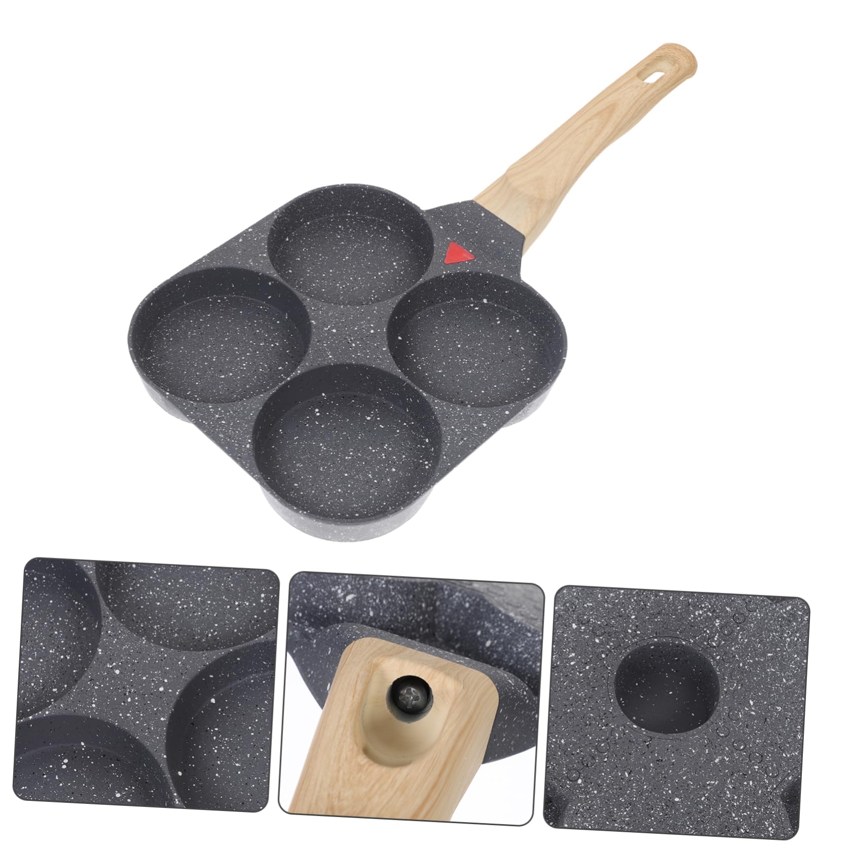 TOPBATHY Mini Sartén Antiadherente De 4 Agujeros Con Mango De Madera Para El Hogar Y El Restaurante