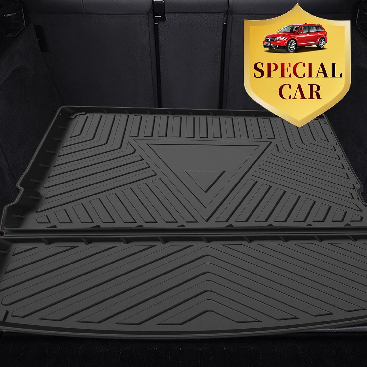 Elsetyler Cargo Liner for 2021 Journey - Black TPO All Weather Heavy Duty Waterproof Rear Cargo Tray Trunk Floor Mat Protector Compatible with 2009-2019 2020 2021 Dodge Journey - Image 2