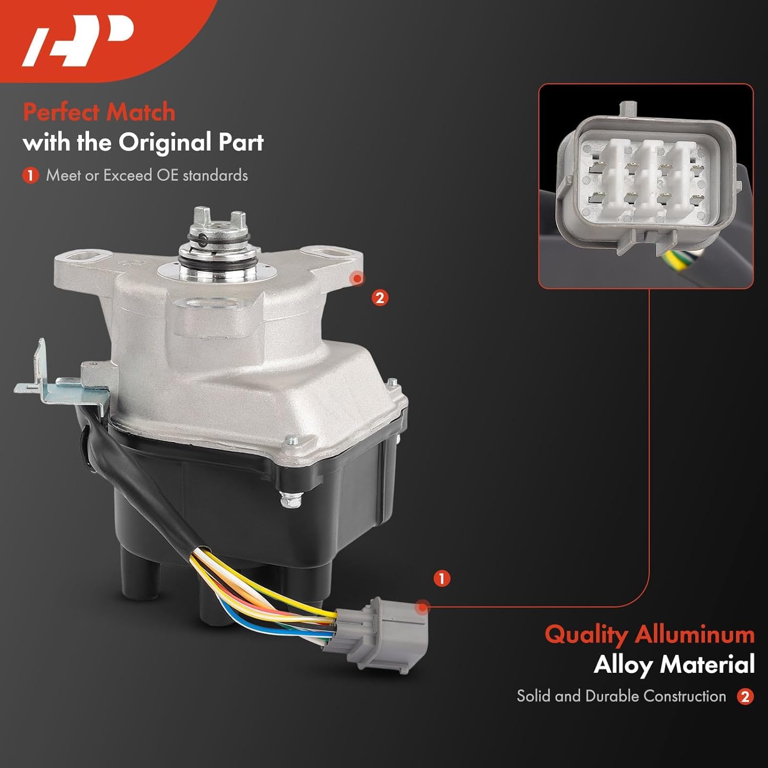 A-Premium Ignition Distributor with Cap and Rotor Compatible with Honda Civic 1999-2000 1.6L