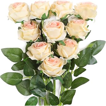 Justoyou Silk Artificial Rose Flowers Bridal Bouquet Flowers