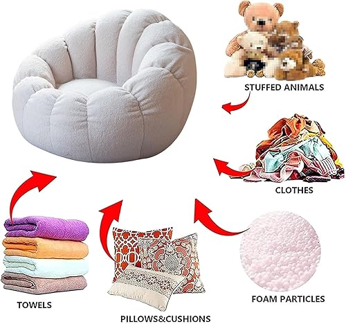 Miniatura 5 de Puf de peluche de animales de peluche, silla puff de espuma viscoelástica ultrasuave, piel de peluche sintética, lavable, funda con cremallera