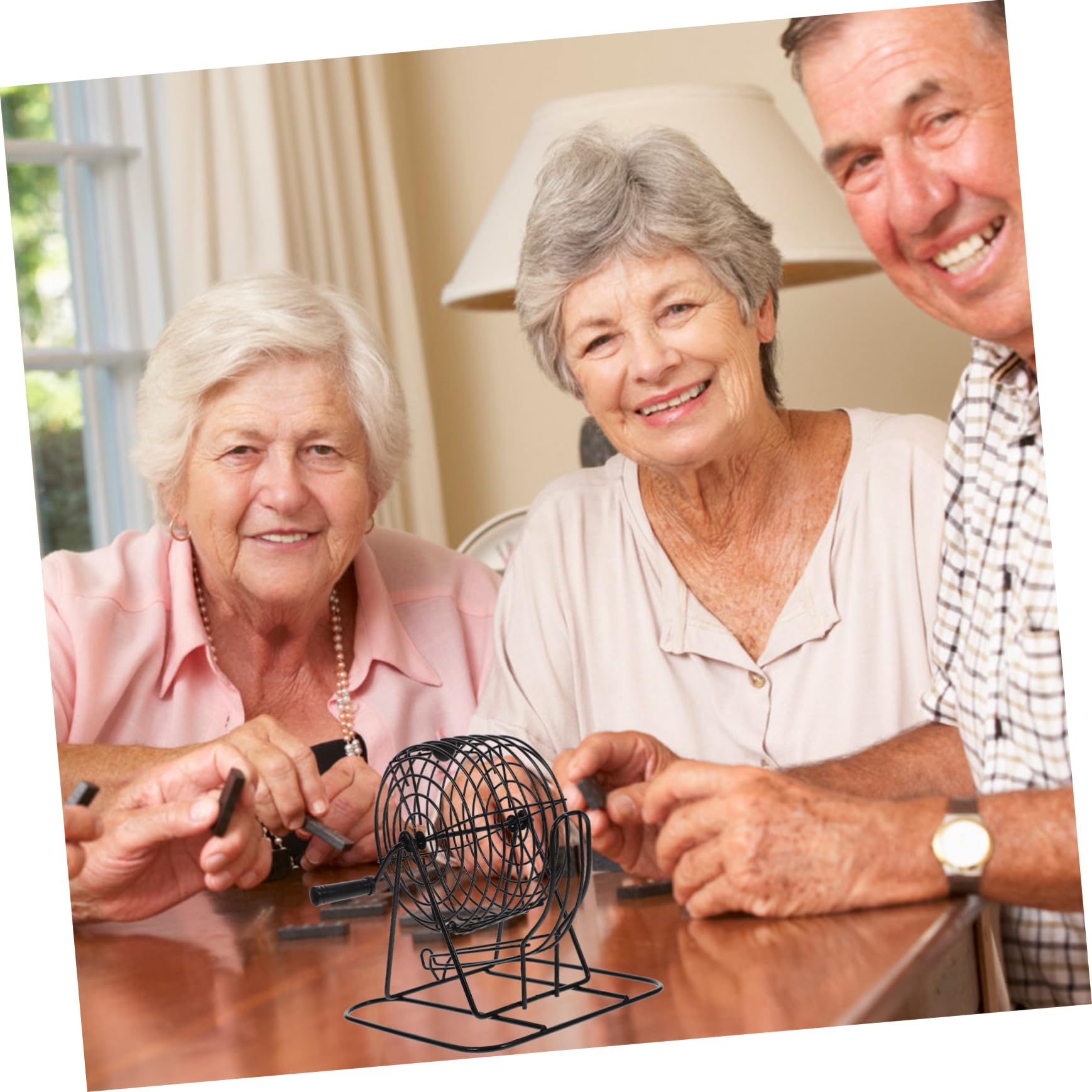 HEMOTON Jeu de Société Bingo Cage Métallique en Fer Noir, Jeu de Loterie Amusant et Captivant pour Maison ou Bar, Jouet Interactif pour Soirées en Famille