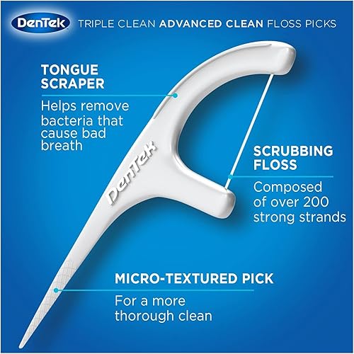 Miniatura 4 de DenTek Triple Clean Advanced Clean - Púas de hilo dental, sin roturas y sin triturar, 90 unidades, paquete de 6