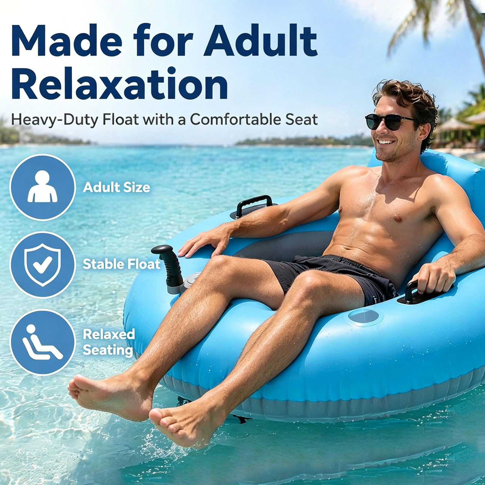Tumbona motorizada para piscina con bomba de aire eléctrica y portavasos, silla de agua de hélice para lagos y playas, perfecta para vacaciones de verano