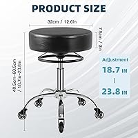 Vista 2 de Taburete rodante con ruedas, capacidad de peso de 400 libras, silla de pestañas resistente ajustable para tatuajes, laboratorio, masaje, spa, Negro
