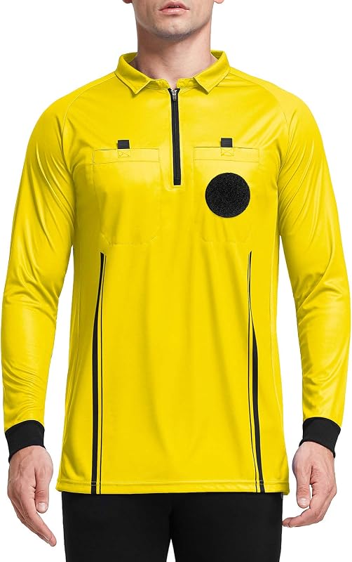 FitsT4 Sports Men's Pro Soccer Referee Jersey Long Sleeve Ref Shirt