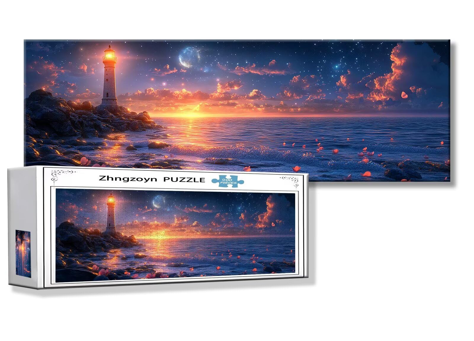 Puzzle Phare 900 Pieces Océan Puzzle Adultes 87 x 34 cm DIY Difficile Classiques Jigsaw Panoramique, Adulte Jeu éducatif, Bois Jigsaw Art Impossible Famille Challenge, Cadeau pour Homme et Femme Y-0