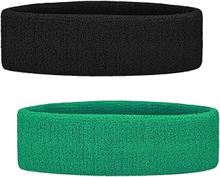 Play2fit Athletic Headband Sweatbands Pair Terry Cloth Headband for Running Basketball Tennis Cycling Football Cricket Marathon (2 Pcs)-picture-41