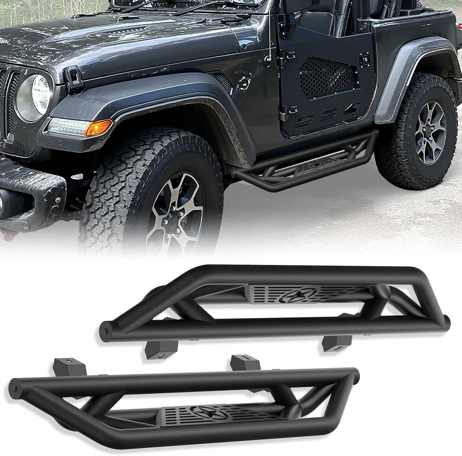 Running Boards Drop Side Steps Nerf Bars Fit for J-P Wrangler JL 2 DRS 2018-2026
