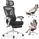 CYKOV Ergonomic Office Chair with Footrest, 90-160° Reclining Mesh Desk Chair with Adjustable Lumbar Support & Headrest, High Back Computer Chair for Home Office and Gaming, 350 lbs