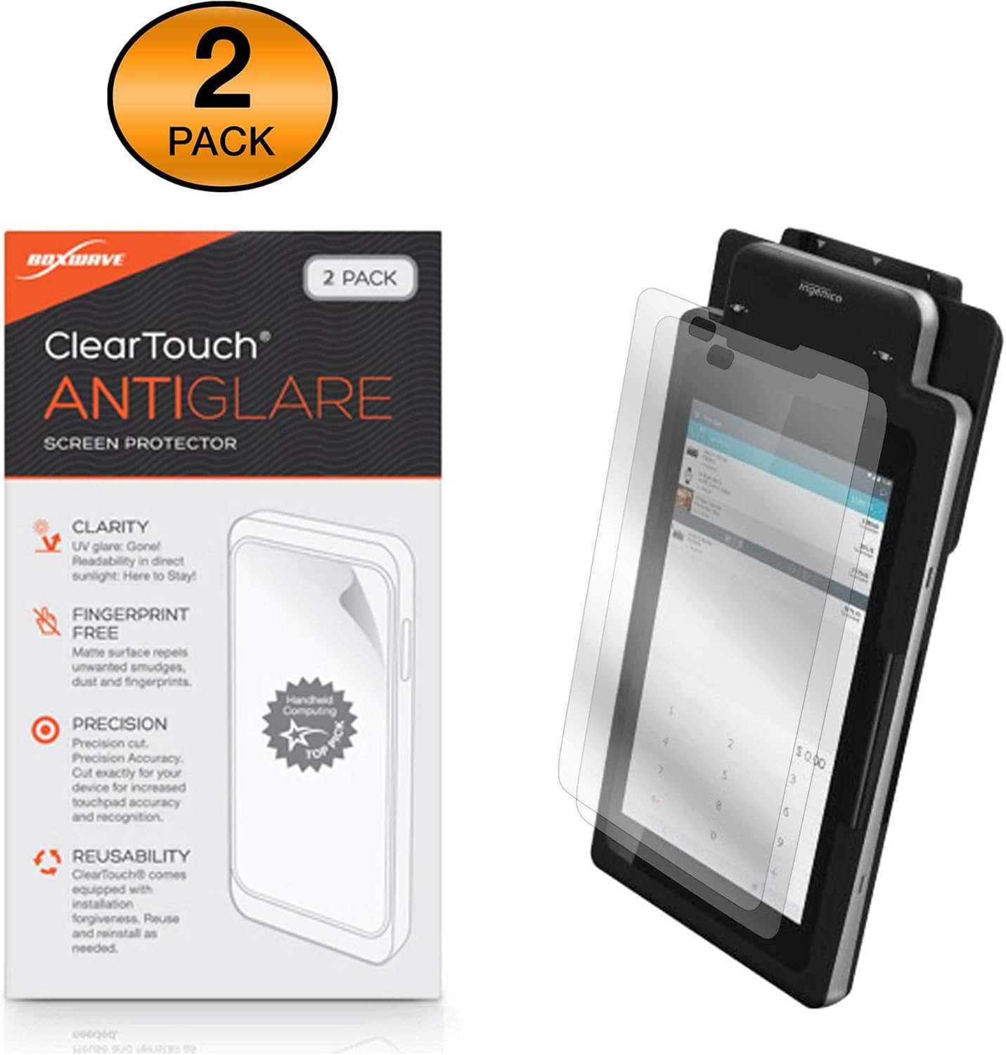 BoxWave Screen Protector Compatible with Ingenico Moby M70 Tablet - ClearTouch Anti-Glare (2-Pack), Anti-Fingerprint Matte Film Skin