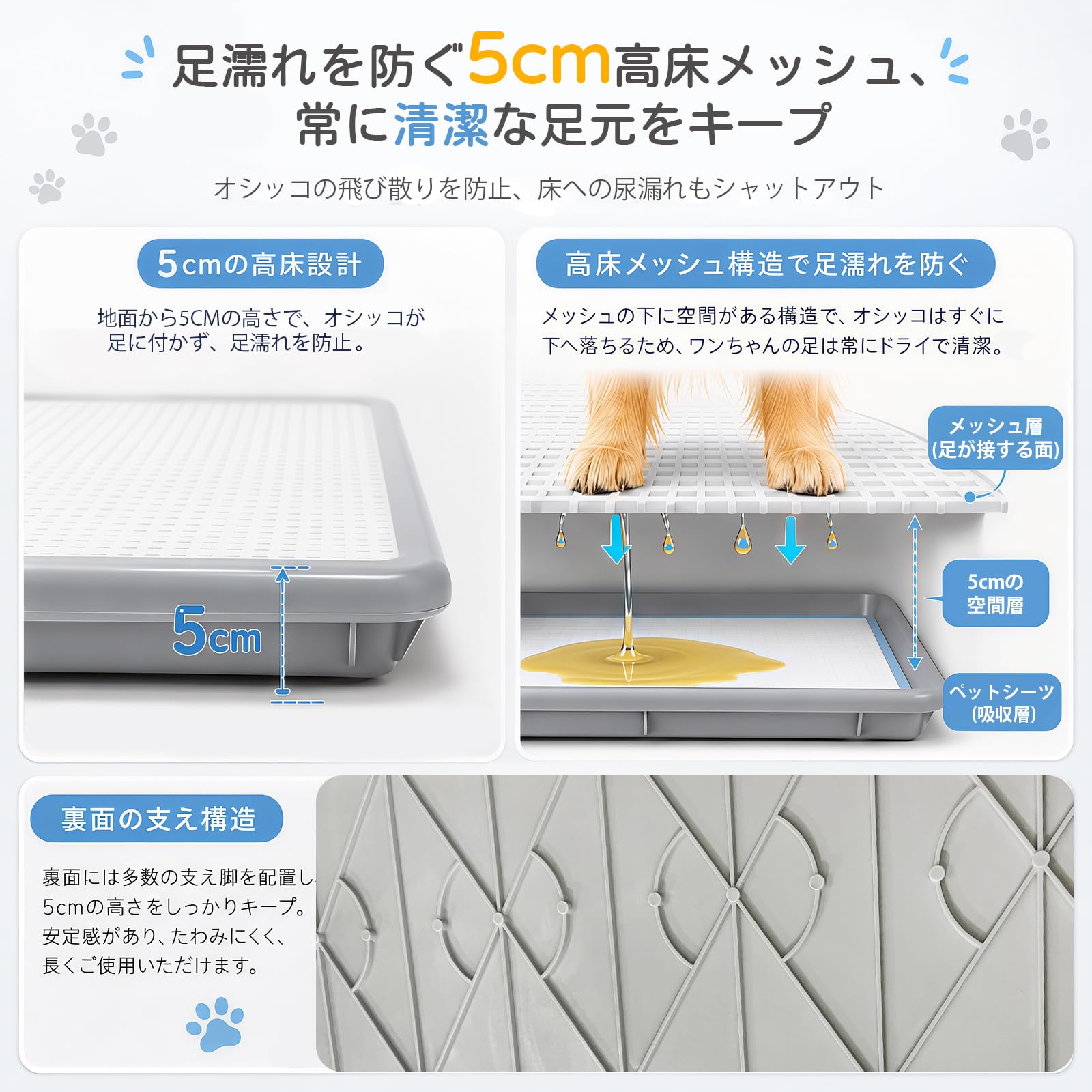 Amazon | 犬 トイレ トレー 102×71×5cm 特大 フラット構造 お掃除簡単