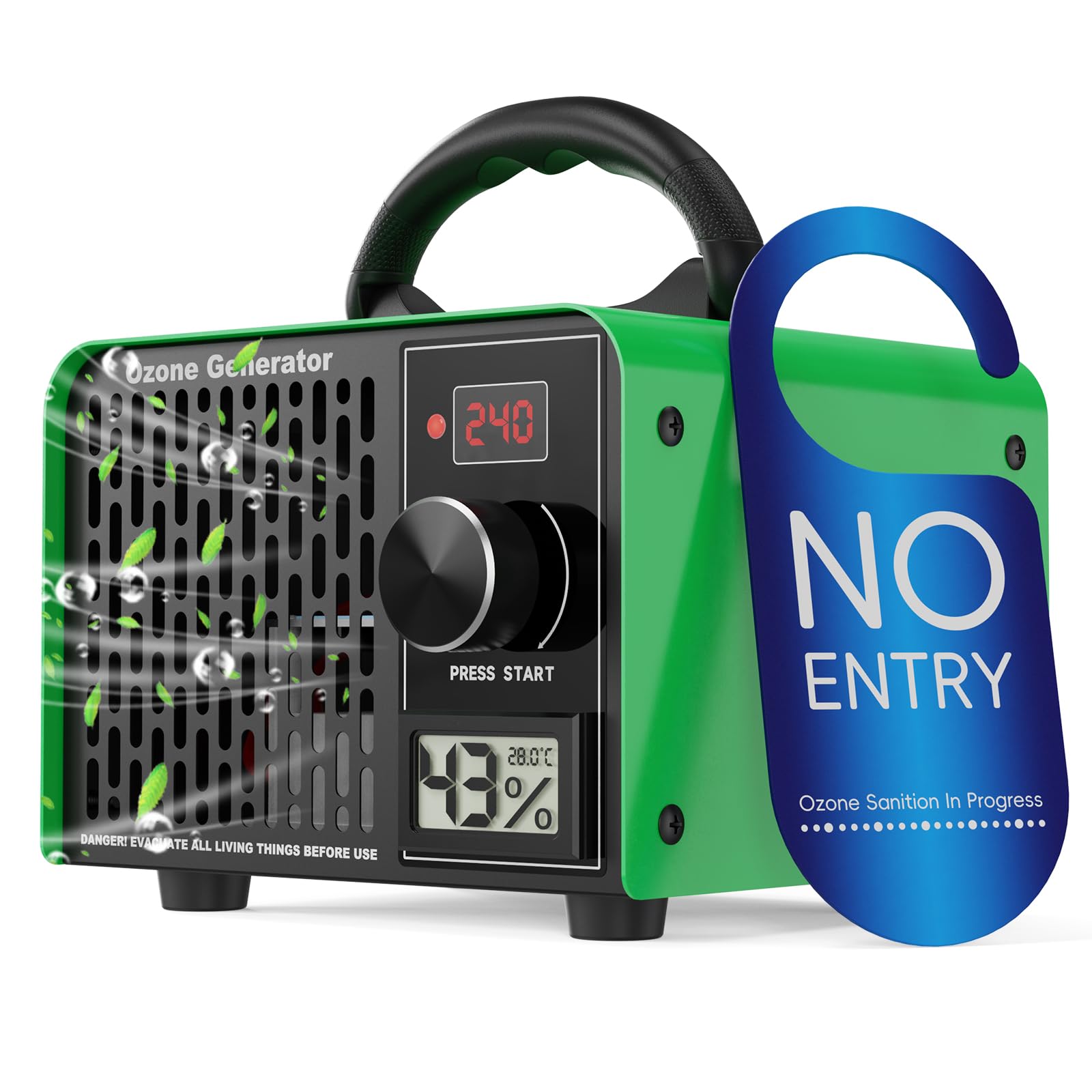 168000mg/h Ozone Generator with 240Min Timer & Hold Mode, 500㎡ Coverage
