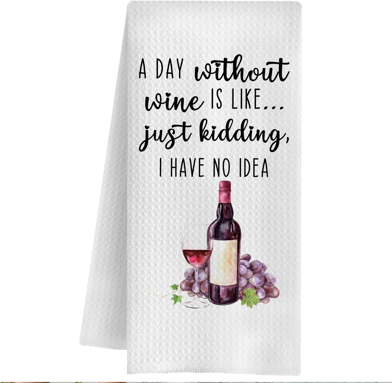 Wine Kitchen Towels, Wine Lover Dinker Gifts for Women Men Dish Tea Towels, Funny Alcohol Gifts Decorative Hand Towel for Kitchen Bar Cart Decor, 16x24 Inch