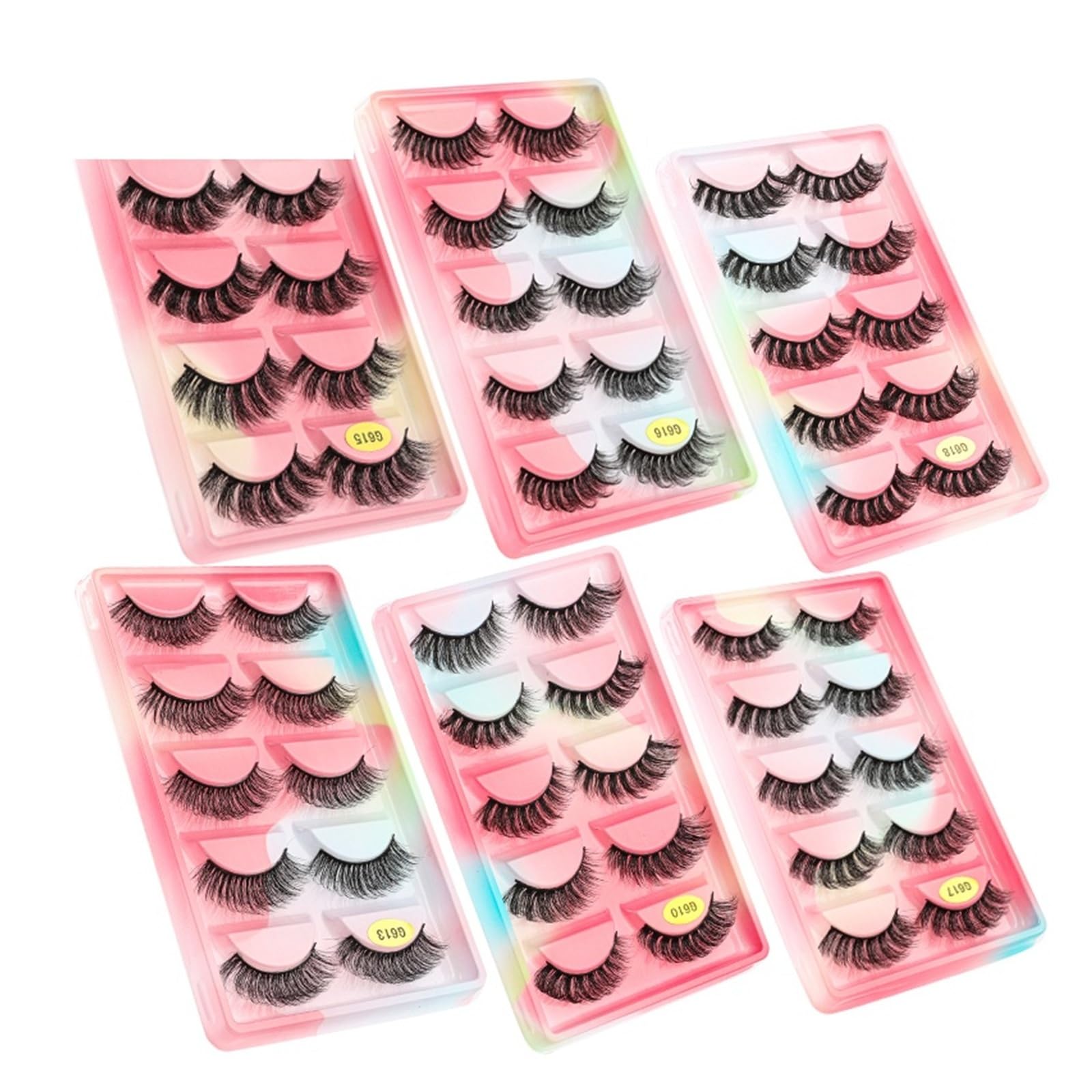 UAMOU Rzęsy z norek 2/20/100 pudełek rzęsy 5 par naturalne kręcone sztuczne rzęsy grube Maquiagem przedłużanie rzęs narzędzia do makijażu Cheerfully (Color : 5 pairs G618CS, Size : 30 boxes)