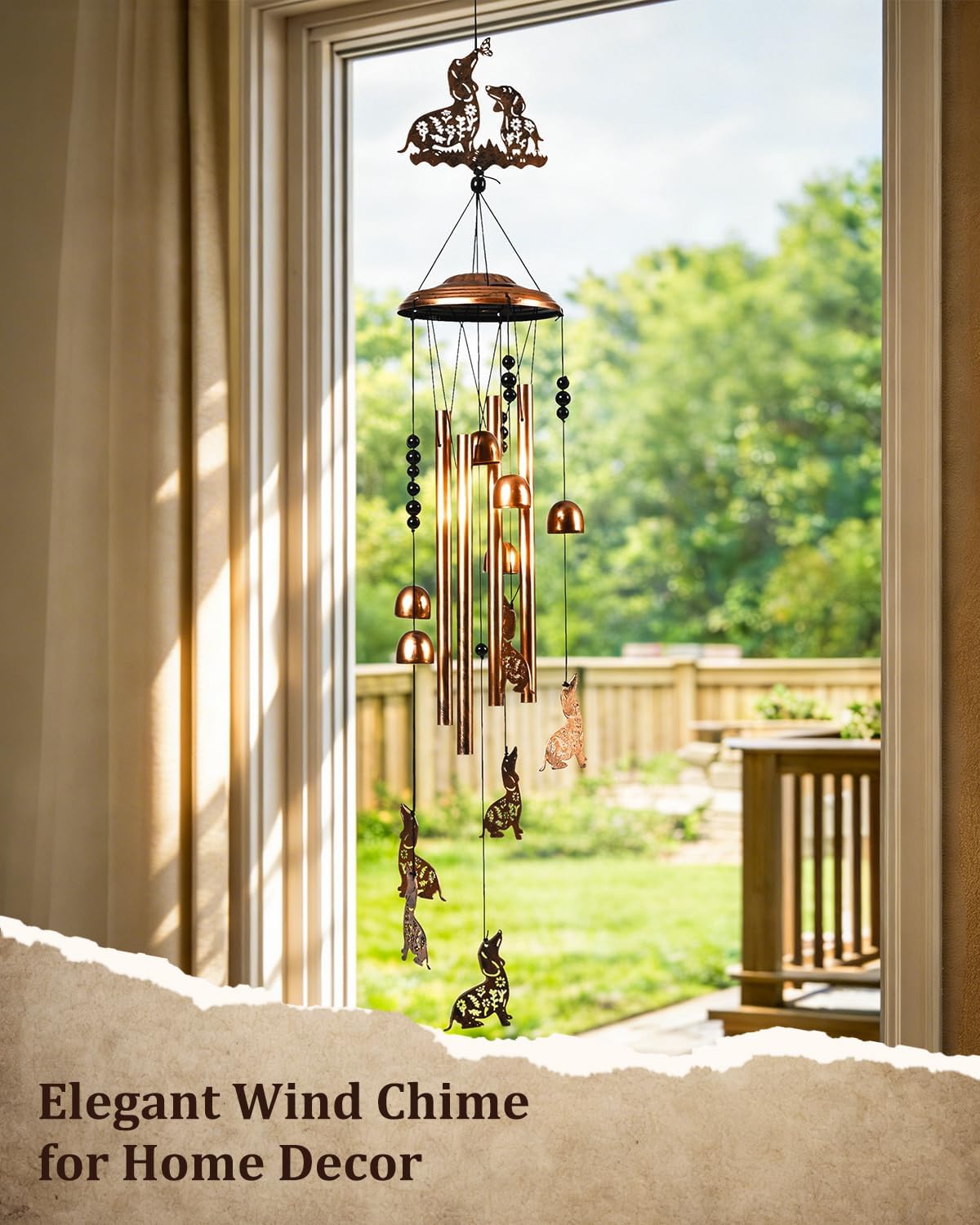 Dachshund Dog Wind Chimes Outdoor Decor Dachshund Dog Birthday Gifts for Women Mom Sister 34 Inch Aluminum Windchimes for Outside Porch, Garden, Yard Decoration