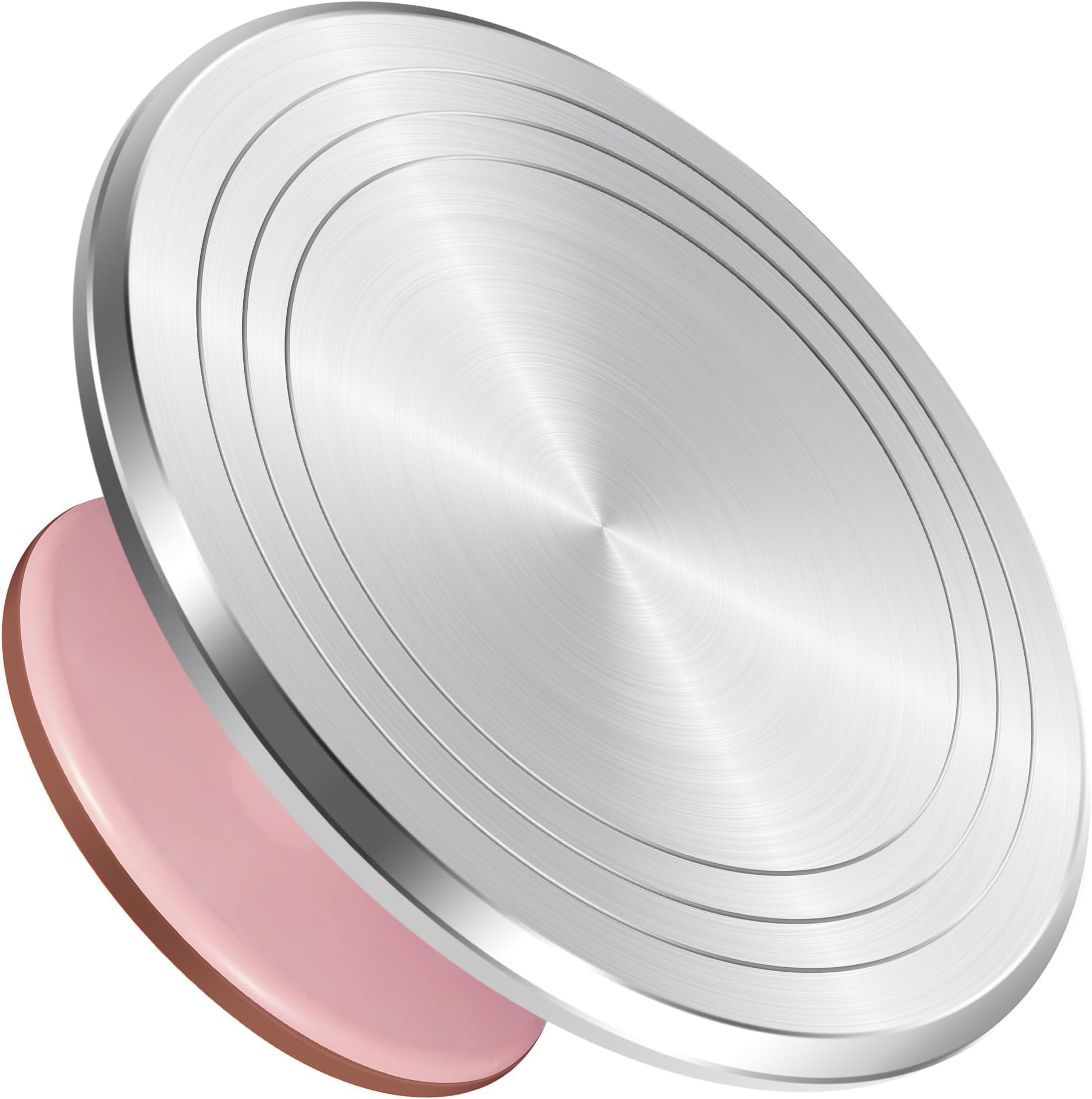 Syntus Aluminum Alloy Revolving Cake Stand, 12 Inch Cake Turntable for Decorating Super Smooth and Quiet Rotation Cake Decorating Stand for Party Wedding, Pink Base