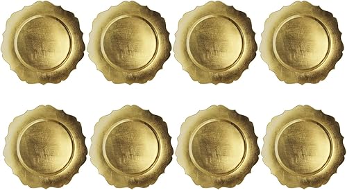 American Atelier Plato de carga  Juego de 8  13 pulgadas  Borde festoneado  Placa de servicio de melamina  Perfecto para eventos de lujo, cenas,