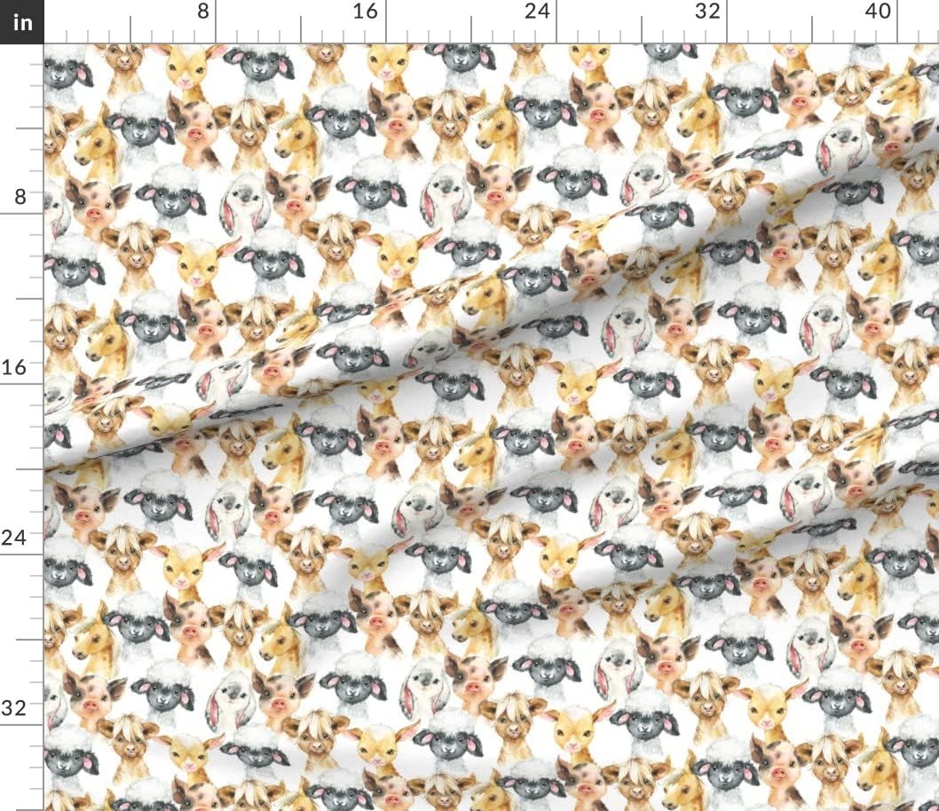 Spoonflower Fabric - Animals Lamb Highland Cow Scottish Printed on Petal Signature Cotton Fabric by The Yard - Sewing Quilting Apparel Crafts Decor
