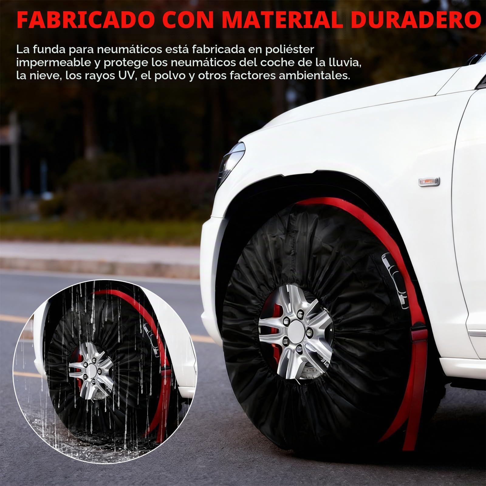 4 Bolsas para Neumáticos, Llantas de Coche 19-23 Pulgadas, Fundas de Repuesto, Tyre Covers para Protección de Ruedas, Transporte y Almacenamiento Limpio, Diámetro 80 cm