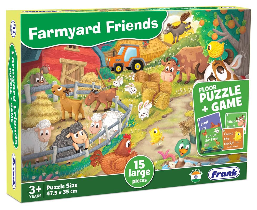 Image of Frank Farmyard Friends Puzzle & Game | Fun & Interactive 15-Piece Floor Puzzle with Fun on the Farm Card Game for Kids 3+ Years | Early Learning Educational Toy for Memory, Focus & Logical Thinking