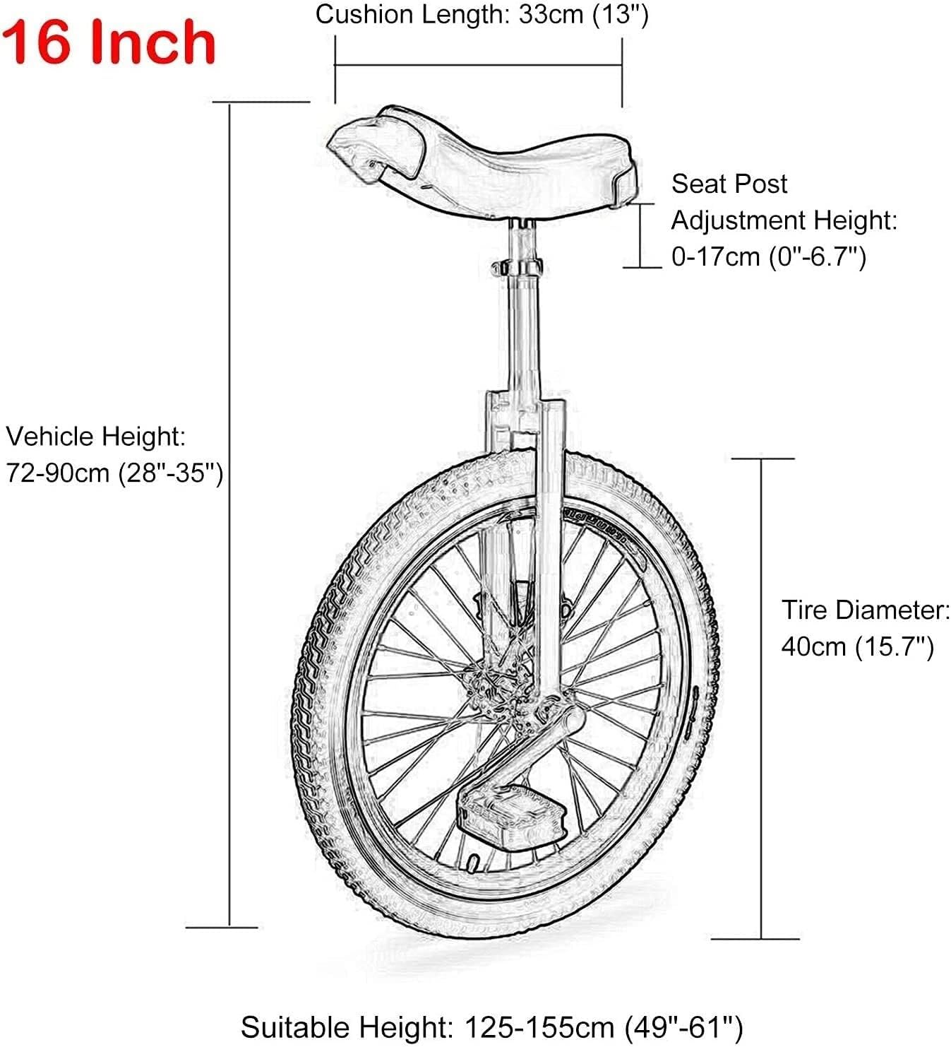 16INCH Balance Bicycle Unicycle for Young Adults, Ergonomic Saddle, Adjustable Height for Weight Loss & Fitness