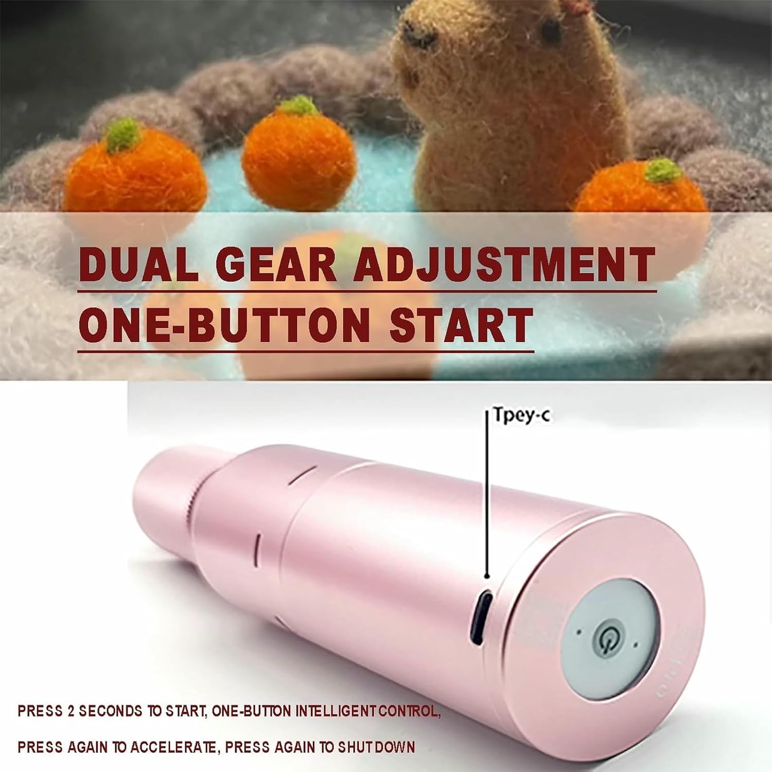 Electric Wool Felting Tool, Wool Felting Needle Tools, Craft Wool Felt DIY Stitch, Handheld Felt Punching Machine, Stroke 27mm, 2 Speed Adjustment, for DIY Craft Make Felt