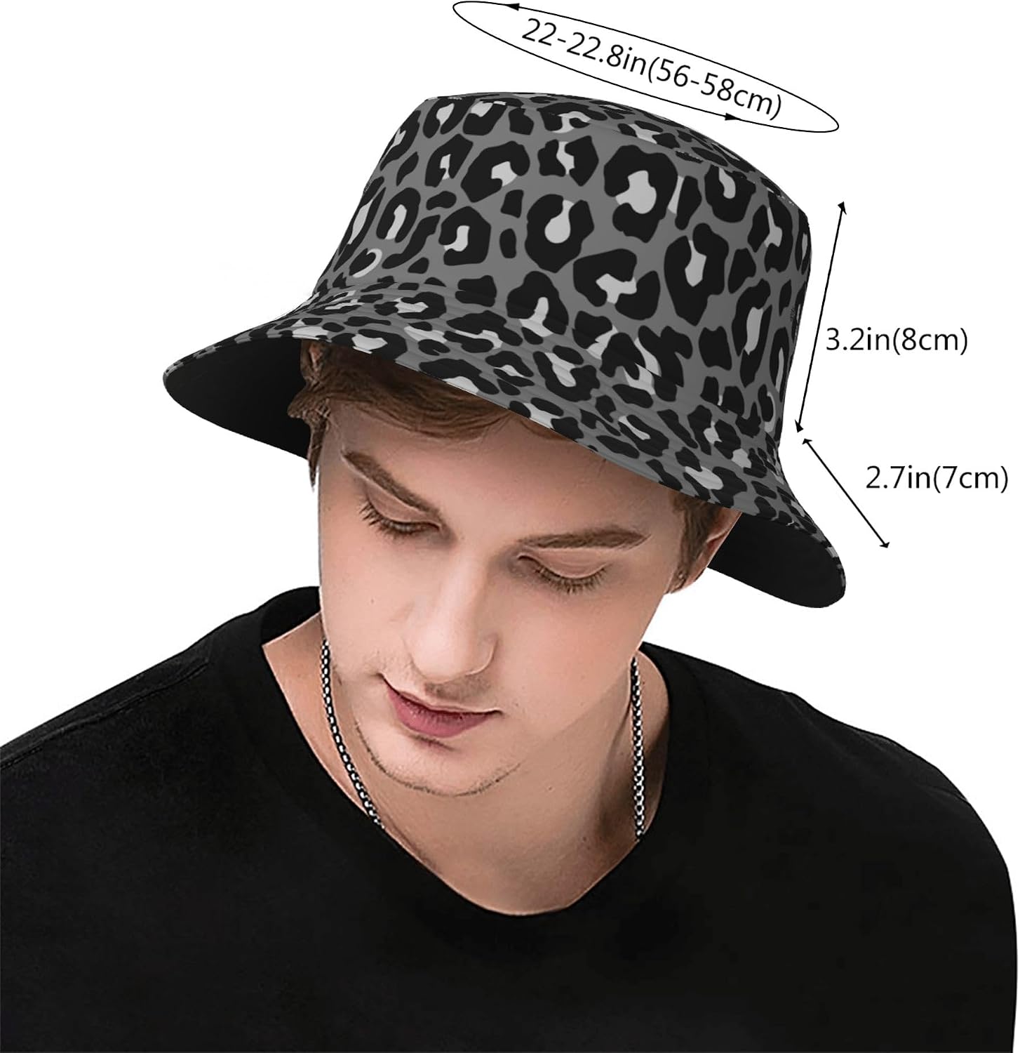 Leopard Print Bucket Hat Packable Sun Hats Fishing Cap for Women Men Beach Summer Outdoor Hiking