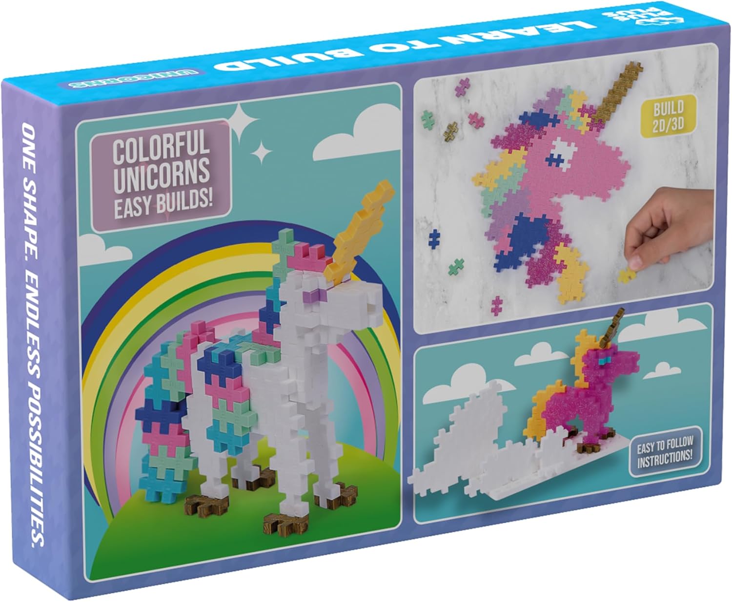 Plus-Plus 3908 Ingenious Construction Toy, Learn to Build, Unicorns, Creative Building Blocks, 275 Pieces - Image 2
