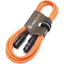 Premium Microphone Lead Male XLR to Female XLR Balanced Cable Orange, 3m | Professional Tour-Grade Noiseless OFC Balanced Microphone, Signal, Audio Cable / 10 Colours