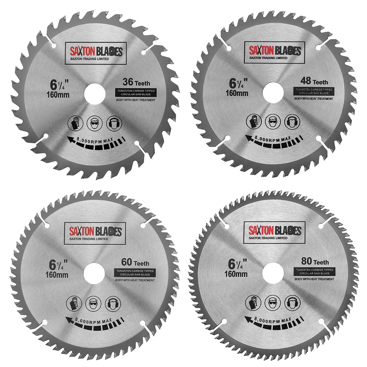 4X Saxton TCT Circular Wood Saw Blades 160mm x 20mm (16mm ring) for Festool TS55 Bosch Makita Pack D