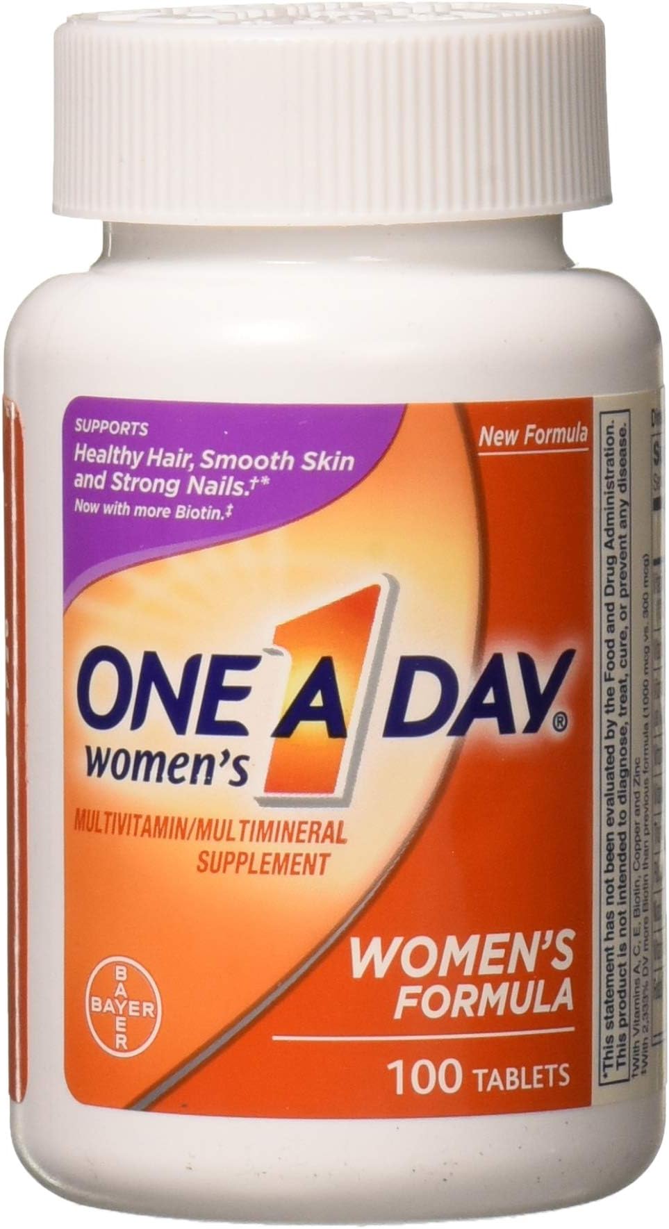 One A Day Women’s Multivitamin, Supplement with Vitamin A, Vitamin C, Vitamin D, Vitamin E and Zinc for Immune Health Support, B12, Biotin, Calcium & More, 100 count