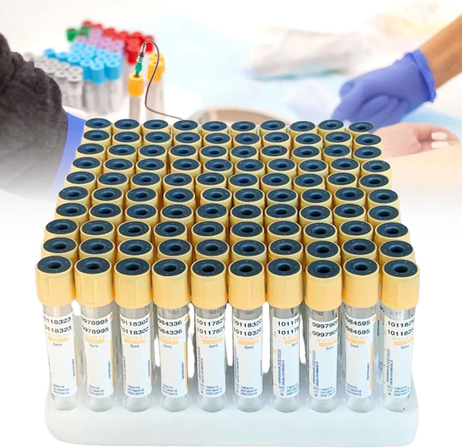Vacuum PET Blood Collection Coagulation Centrifuge Tubes with No Additive PET Material for Venous Blood Centrifuge Use and Vacutainer Tube Set Yellow-3ml