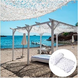 Red de sombra de camuflaje para jardín al aire libre, toldo transpirable, decoración militar, patio, pérgola, persianas para fiestas temáticas, color blanco, 7 x 7 m