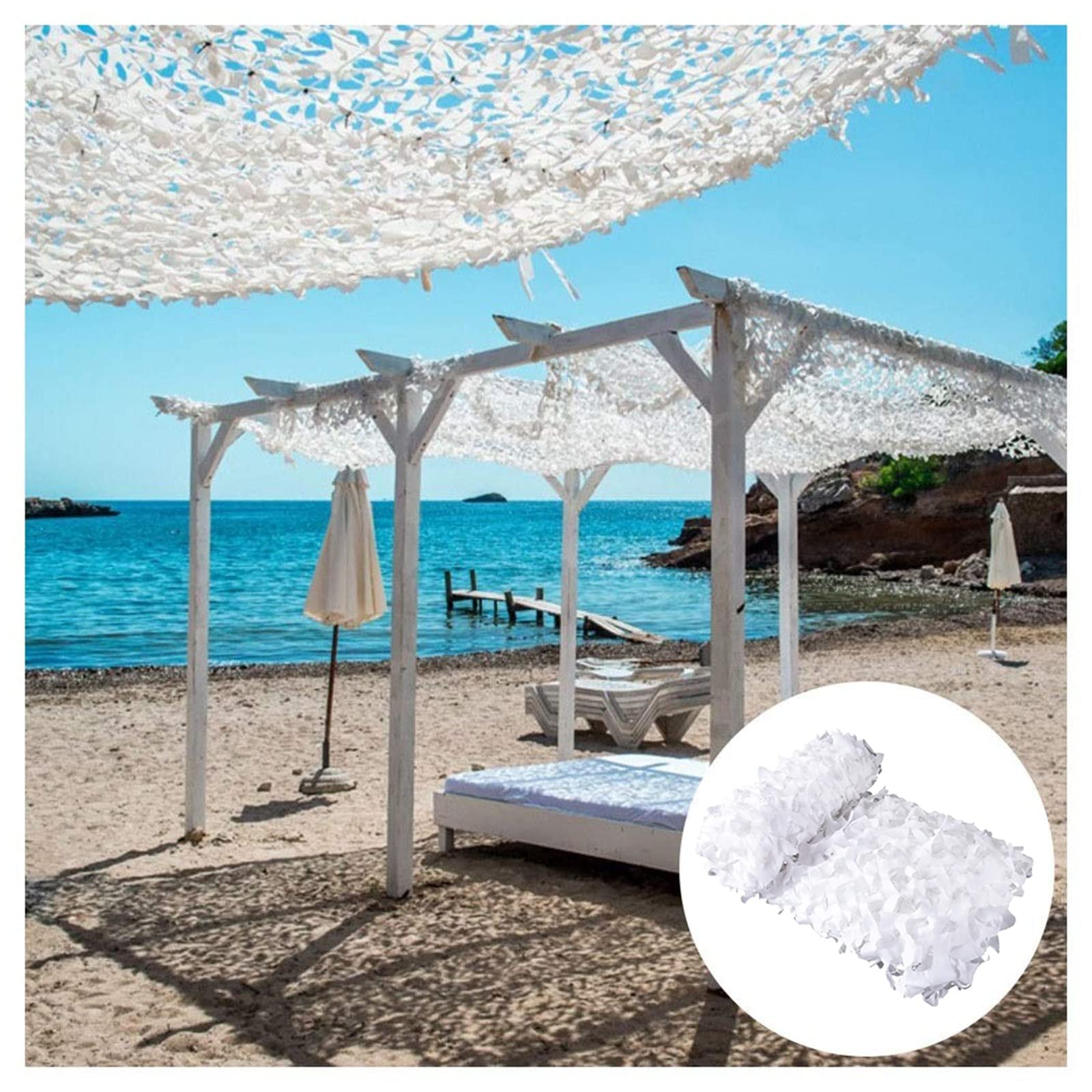 WQPMNYG Camouflage Shade Net for Outdoor Garden Breathable Military Decoration Patio Awning Pergola Blinds Perfect for Parties and Themed Events White 7x8m (23x26.2ft)