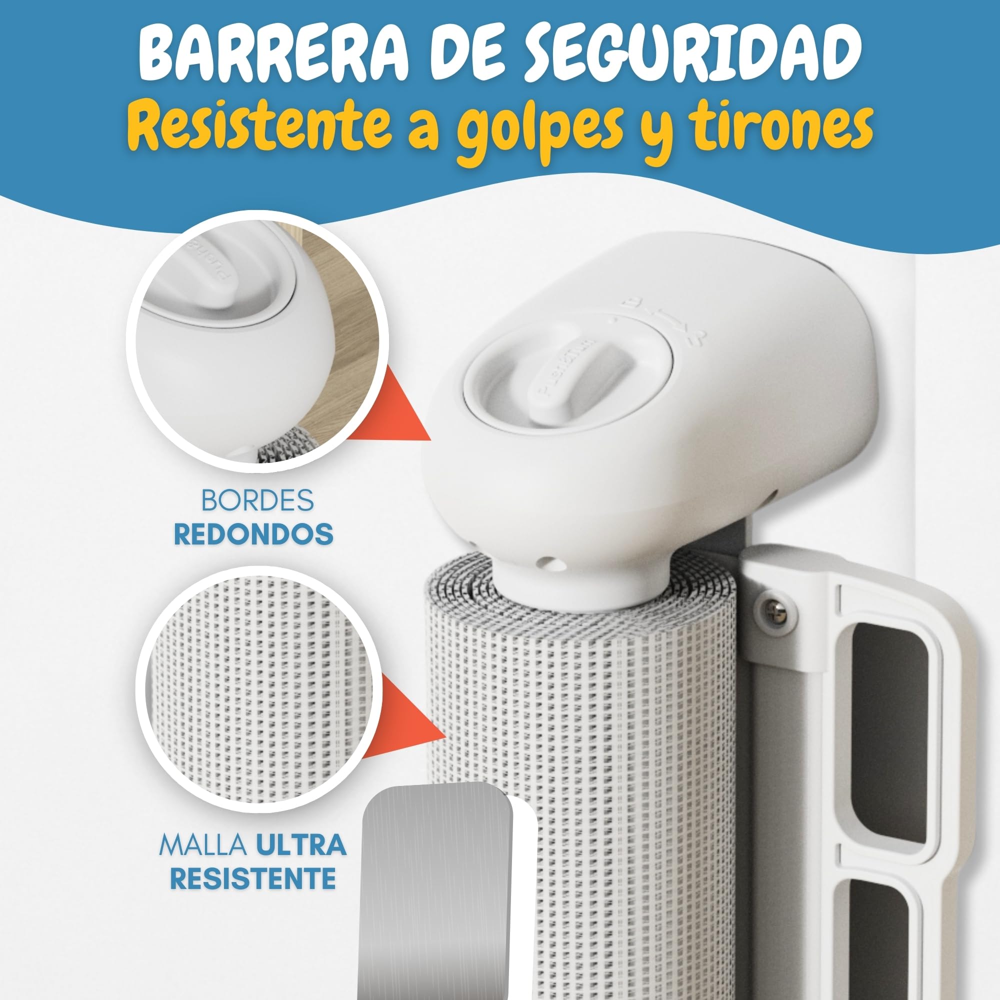 PARVULÍ Barrera Seguridad Niños Escalera Retráctil 0 a 140 cm + 2 Protectores de Puerta - Valla Seguridad Infantil - Barrera Perros Puerta - Puerta Escalera Bebe Seguridad - Interiores y Exteriores