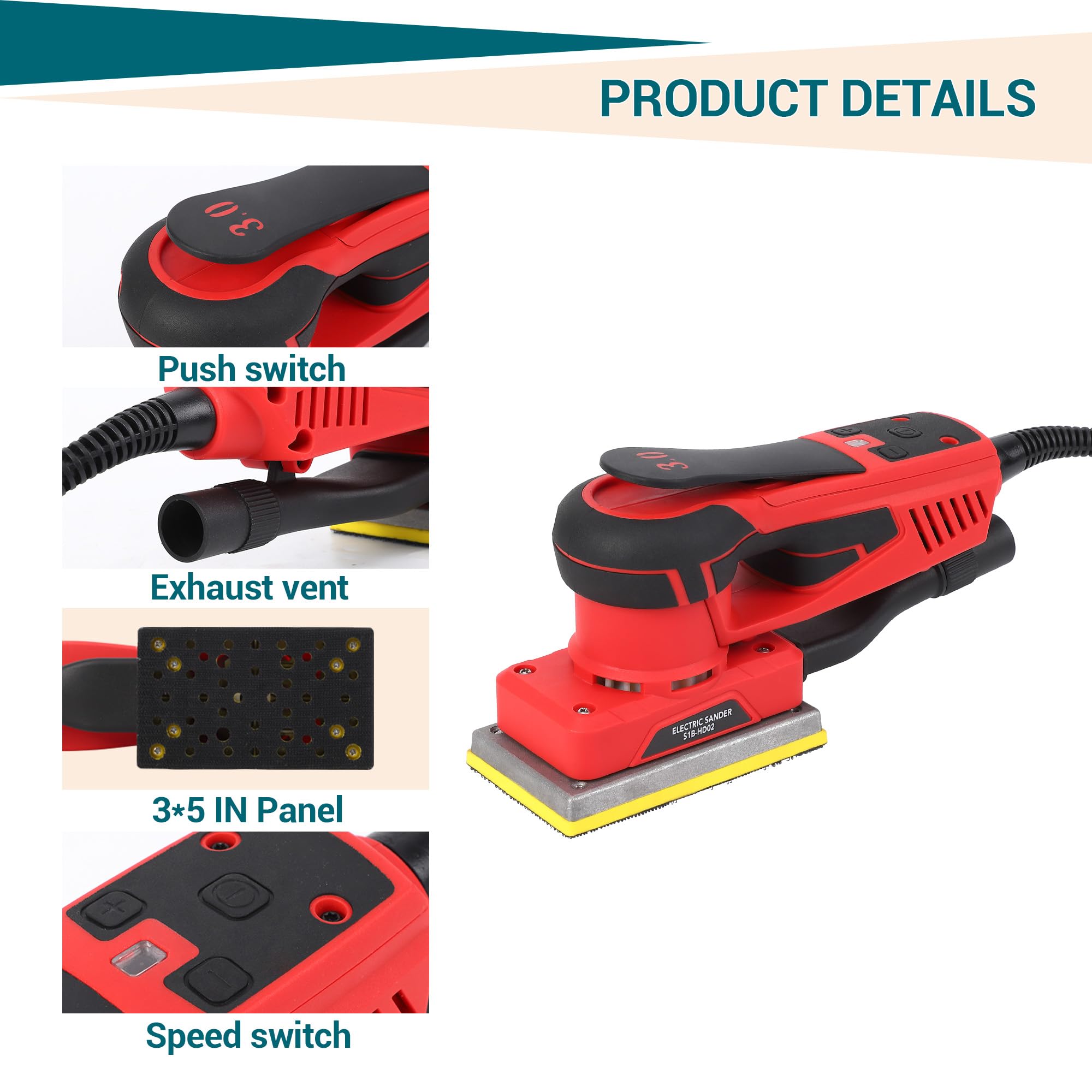 Ponceuse excentrique sans balais 350W, Faible vibration