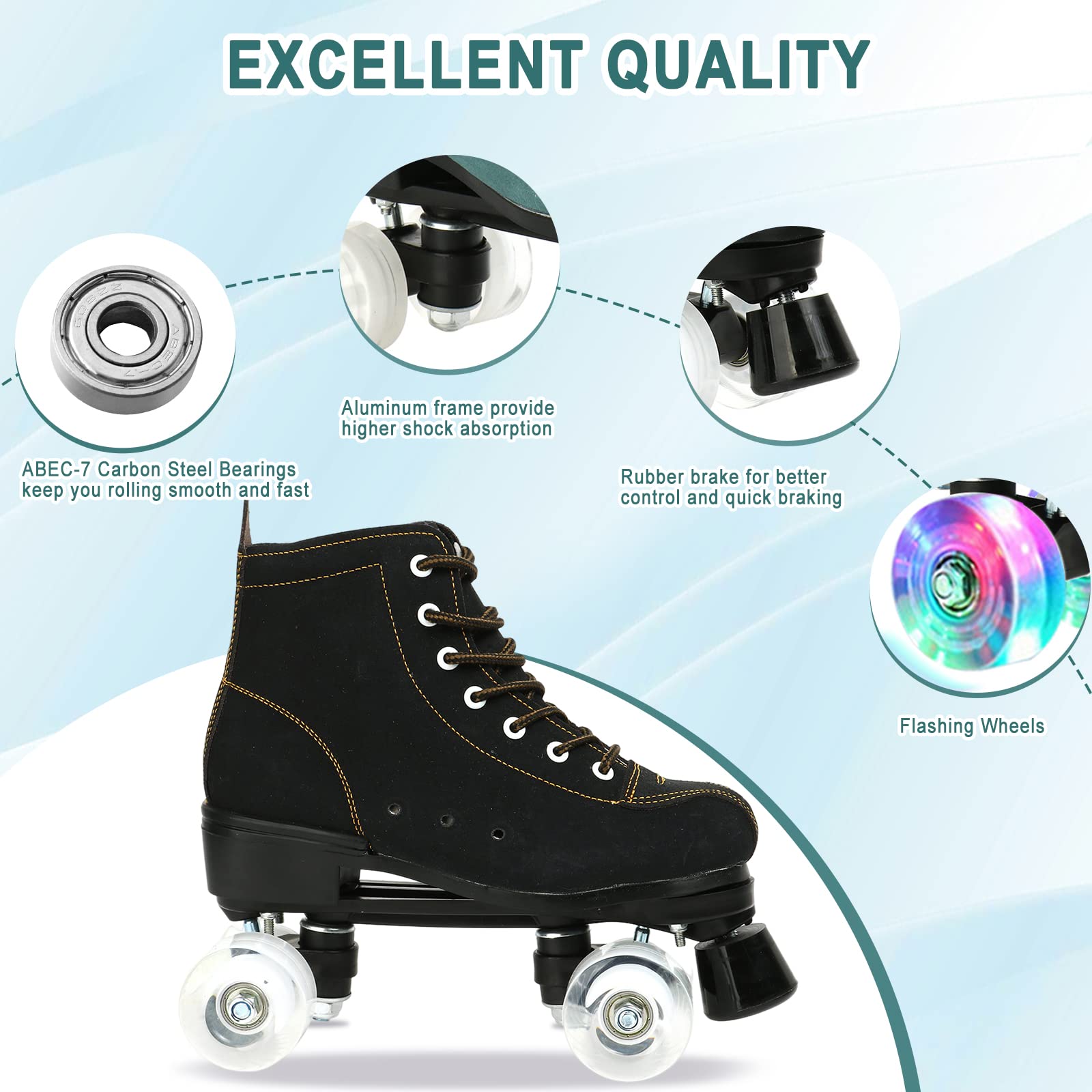 jessie Women's Roller Skates High Top Double Row Outdoor and Indoor Roller Skate Adjustable Roller Skates for Women Men Boys and Girls