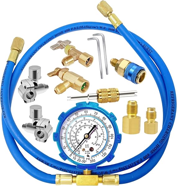 Boltigen A/C R134A Refrigerator Freon Recharge Kit with Bullet Piercing