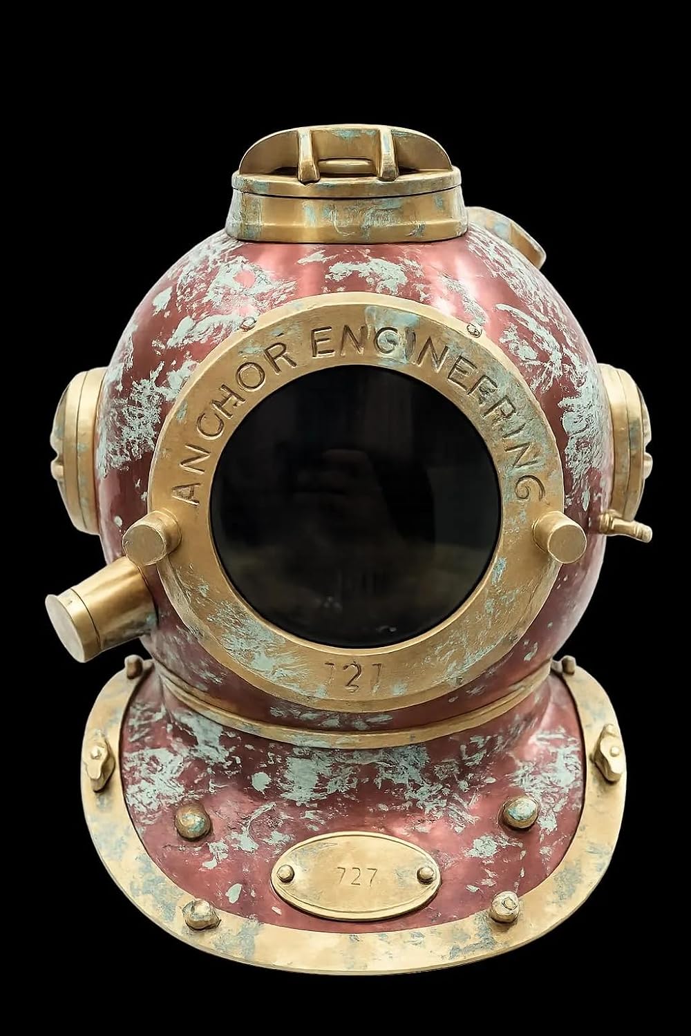 Anchor Engineering Vintage Diving Helmet, Copper and Brass, Nautical Steampunk Decor, 1921 Replica