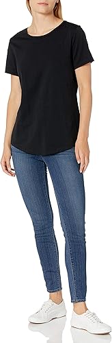 Miniatura 4 de Tienda Essentials Camiseta de manga corta 100% algodón con cuello redondo para mujer (disponible en tallas grandes), paquete de 2