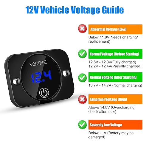 Miniatura 3 de Linkstyle Medidor de voltaje de batería, medidor de voltaje CC de 12 voltios y 24 voltios, medidor de voltaje de pantalla digital LED, voltímetro