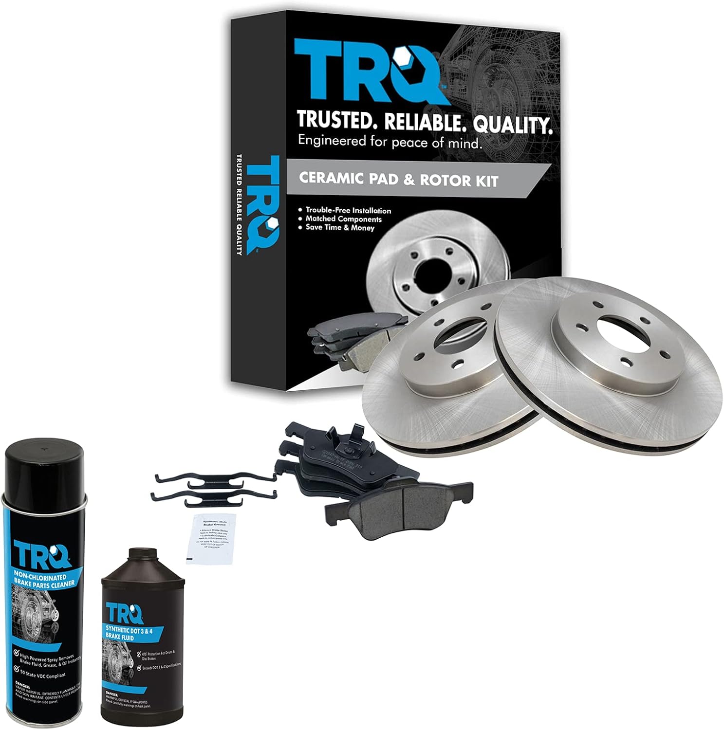 TRQ Front Brake Pad & Rotor Kit Brake Chemical Kit Brake Pads Brake Rotor Ceramic Compatible with 2005-2011 Ford Escape Mazda Tribute 2005-2010 Mercury Mariner