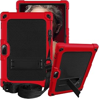 Shockproof Kids Friendly Cover with Shoulder Strap&Kickstand Hybird Case for Vankyo MatrixPad S10/ZZB ZB10/ATOZEE AT10/AOYODKG A38/YQSAVIOR/CUPEISI/Coopers YQ10S 10 Inch Tablet (Red/Black)