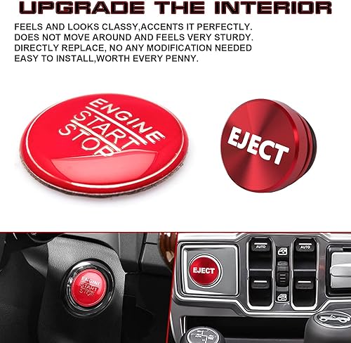 Miniatura 3 de Xotic Tech Set Arranque del motor de aleación de aluminio rojo + cubierta del botón de expulsión del encendedor de cigarrillos, marco de panel