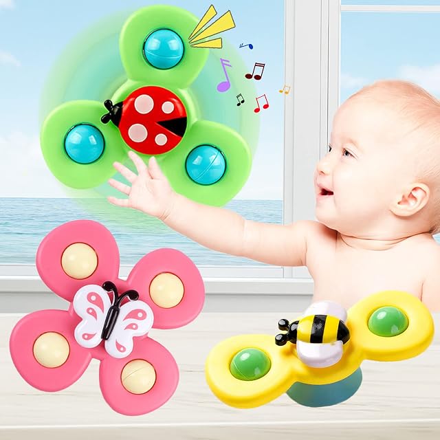 Suction Cup Spinner Toys Baby Sensory Toys Bath Toys Gifts for 1-5 Year Old Boy Girl