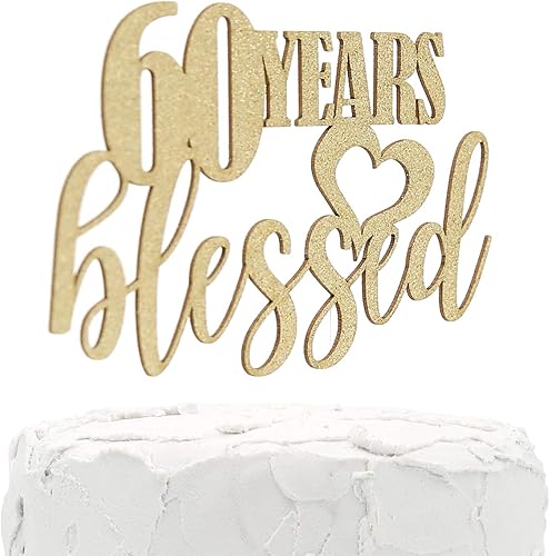 nanasuko 60cumpleaños tarta60años BendecidoCalidad Premium fabricado en Estados Unidos purpurina color dorado