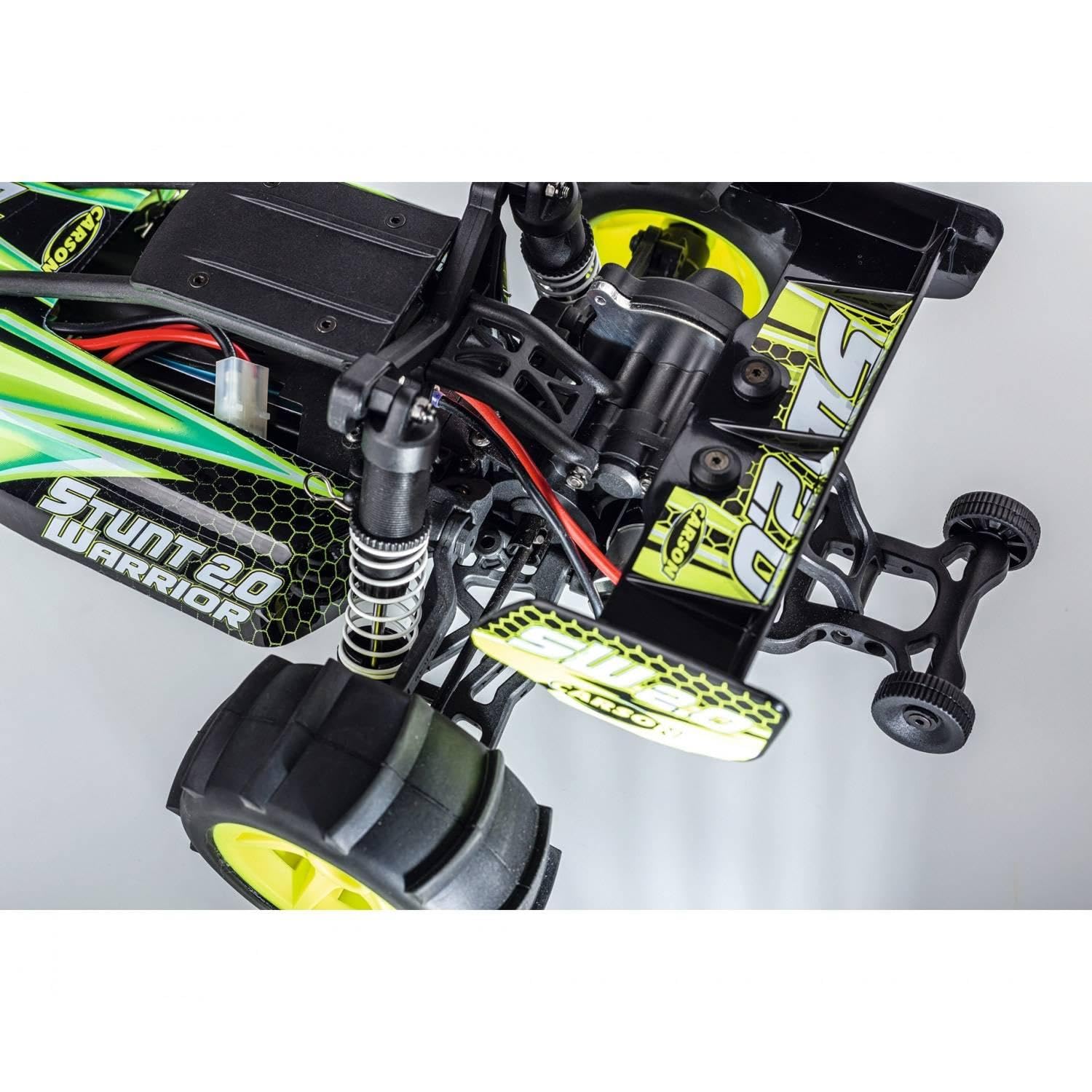 Carson 500404206-1:10 Stunt Warrior 2.0 2.4G 100% RTR - zdalnie sterowany samochód, RC Buggy, w zestawie baterie i pilot zdalnego sterowania, Offroad Buggy, zielony