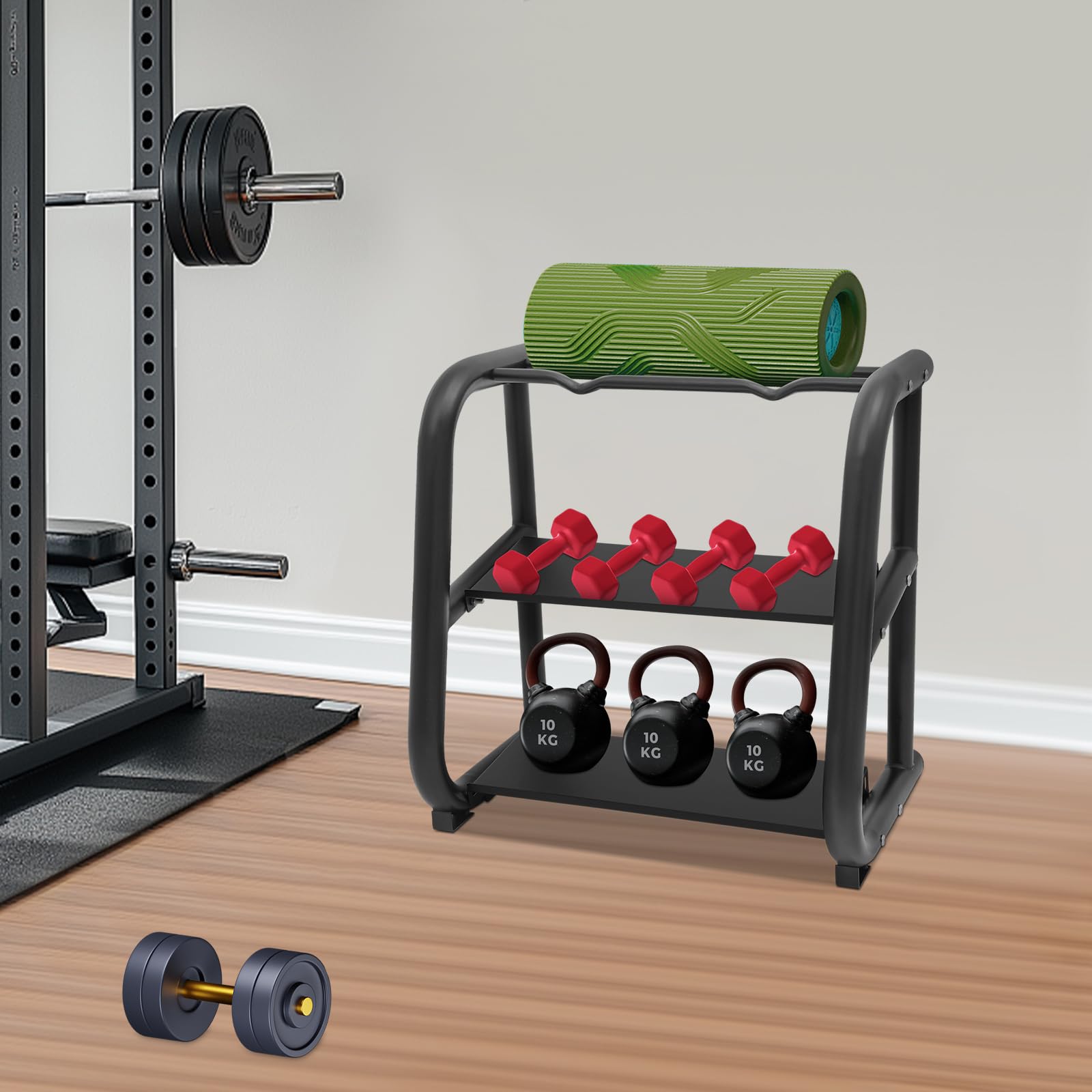 Supporto multifunzione per manubri e kettlebell – 100 kg di capacità di carico (solo scaffali)