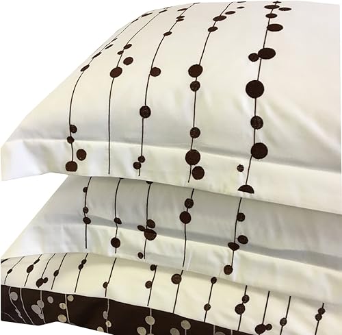 Miniatura 2 de sheetsnthings Ellis bordado de microfibra de 8 piezas, tamaño California King, incluye funda de edredón con fundas (marfil y chocolate) y edredón